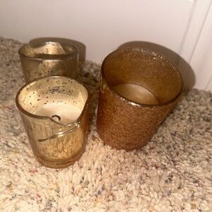 3 pack gold candles sparkly glitter small